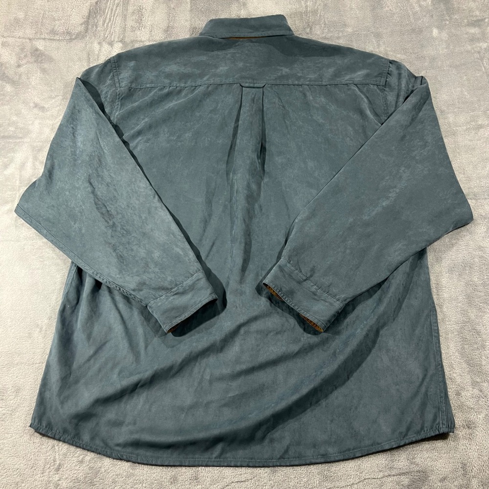 Reel Legends Mens XL Faux Suede Long Sleeve Button Down Shirt Blue Gray Outdoor - Picture 9 of 10